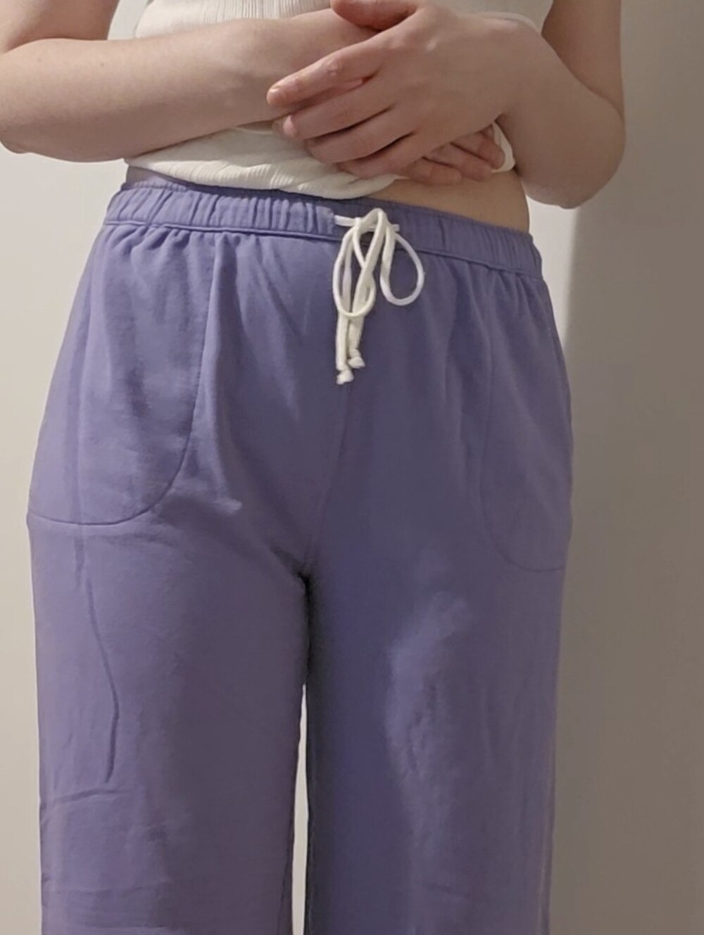 Lavender Drawstring Contrast Stitch Lounge Pants